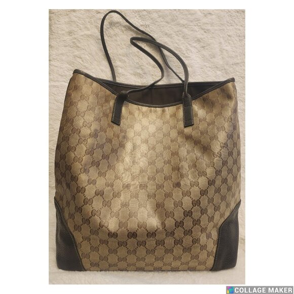 Authentic GUCCI GG Canvas Tote Bag Brown Made in Italy - Picture 1 of 9